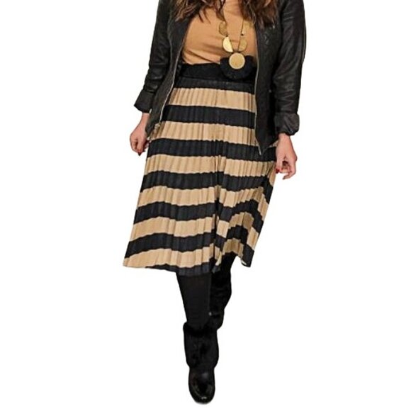 LuLaRoe Dresses & Skirts - Lularoe Women's Rose Gold/Black Striped Accordion-Pleated Jill Skirt Small NWT